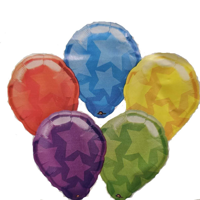 Anagram 5pcs Printed Rainbow Stars Foil Balloon Bouquet - Everything Party