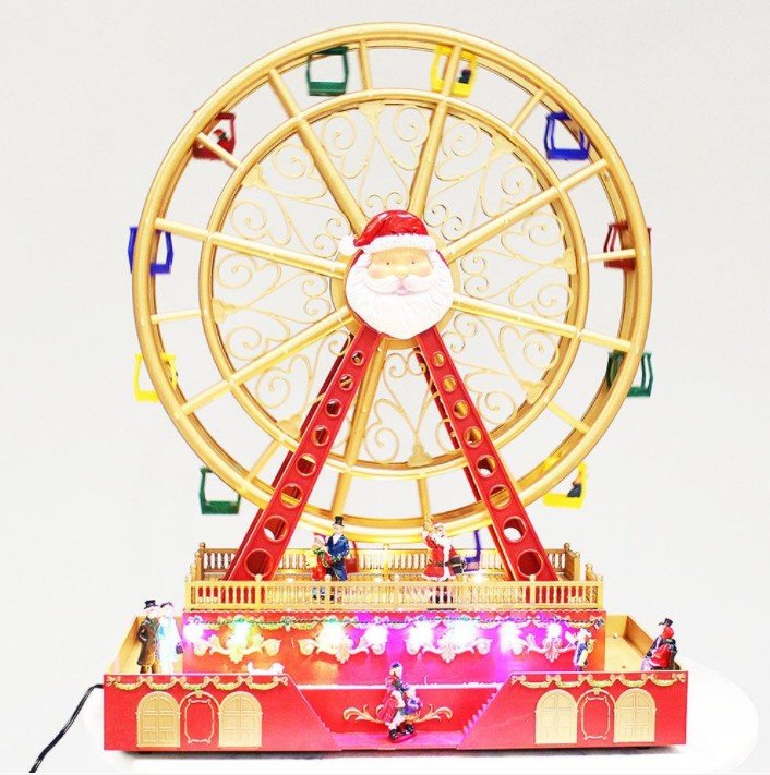 Animated Christmas Village LED Musical Ferris Wheel with Rotating Func ...