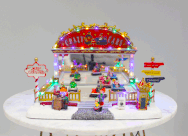 Animated Christmas Village Musical Bumper Cars Scene with LED Lights - Everything Party