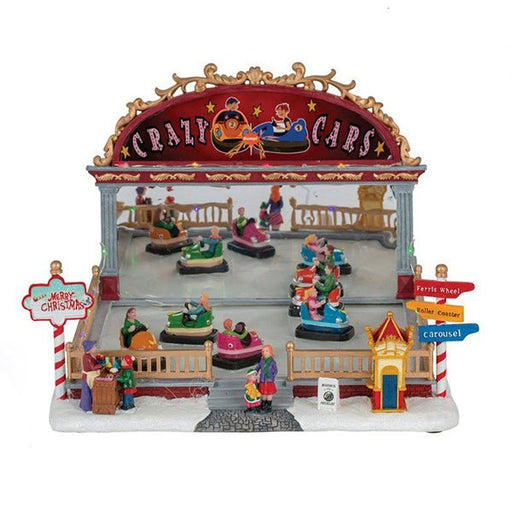Animated Christmas Village Musical Bumper Cars Scene with LED Lights - Everything Party