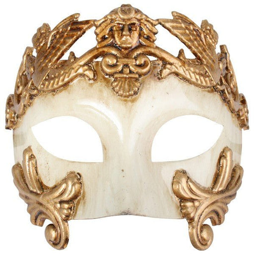 Antonio Roman Gold & Ivory Masquerade Face Mask - Everything Party