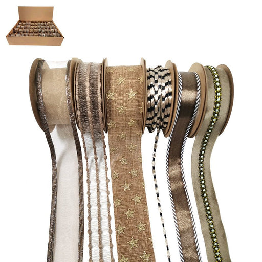 Assorted Christmas Luxury Taupe Mix Ribbon - 2m - Everything Party