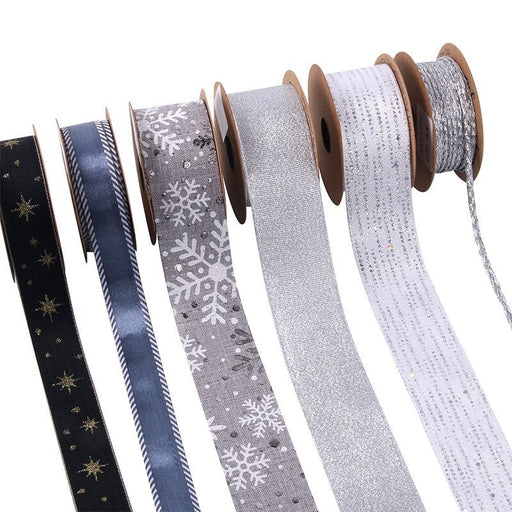 Assorted Christmas Silver & Blue Mix Ribbon 2m - Everything Party