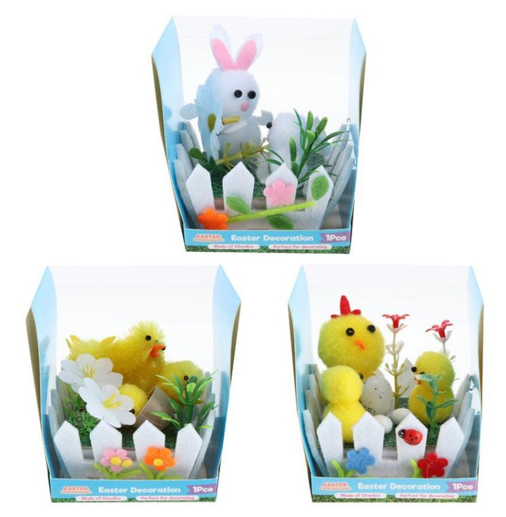 Assorted Easter Craft Chicken with Fence Decoration - Everything Party