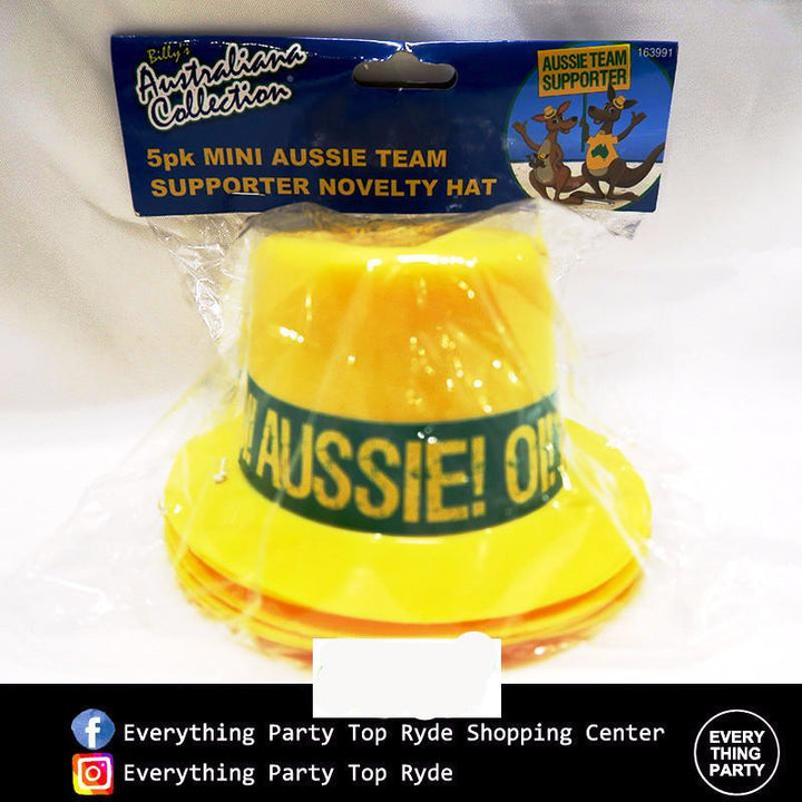 5pk Aussie Team Supporter Mini Yellow Top Hat