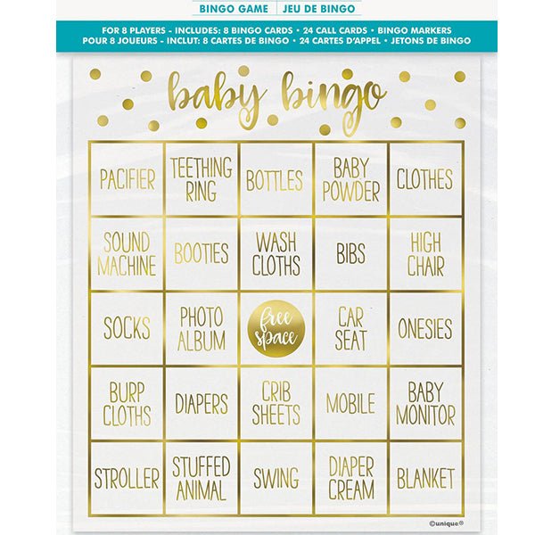 Baby Shower Bingo Game Oh Baby Foil Bingo Kit for 8 - Everything Party