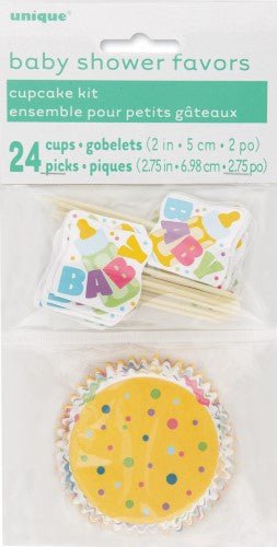 Baby Shower Cupcake Kit (Blue, Pink, Yellow) - Everything Party