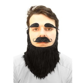 Barber Shop Deluxe Mo, Long Beard and Eye Brow set - Black - Everything Party