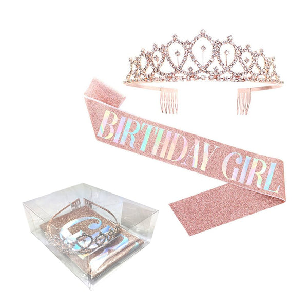 Birthday Girl Tiara & Sash set - Rose Gold - Everything Party