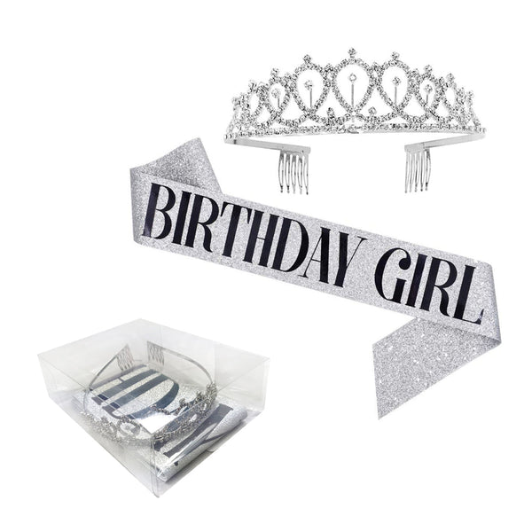 Birthday Girl Tiara & Sash set - Silver - Everything Party