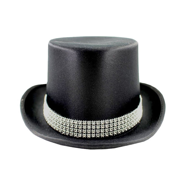 Black Top Hat with Diamante Headband - Everything Party