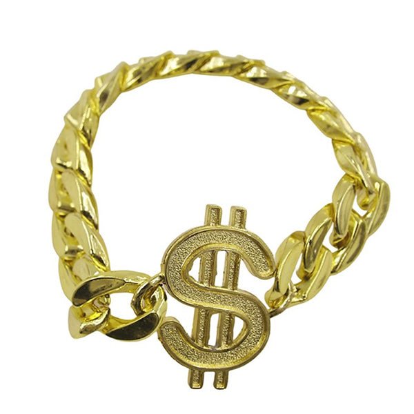 Bling Gold Chain Bracelet with Dollar Sign - Everything Party