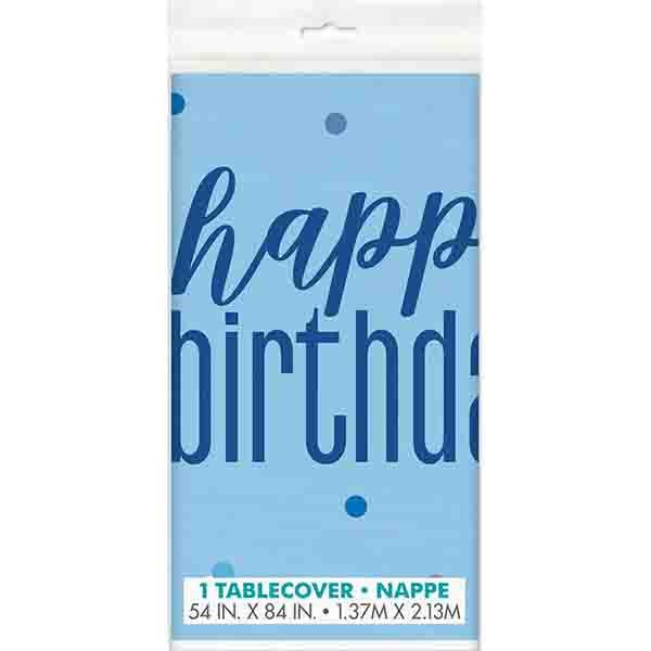 Blue Happy Birthday Rectangle Tablecloth - Everything Party