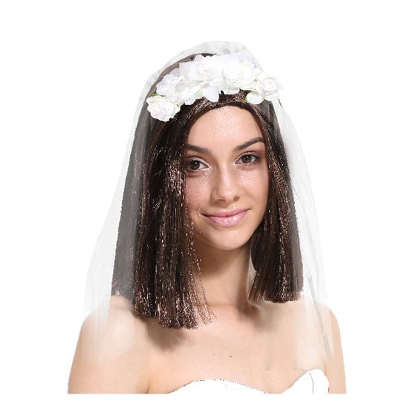 Bride Floral Headband with Veil - Everything Party
