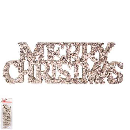 Champagne Sequin Merry Christmas Sign - 30cm - Everything Party