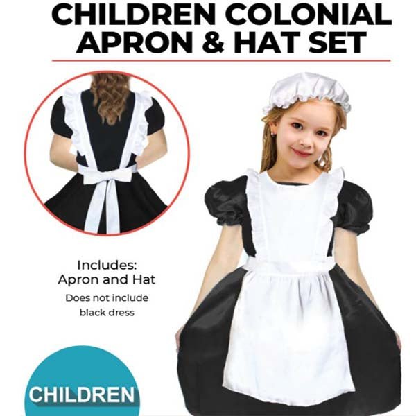 Children Colonial Victorian Style Apron and Hat set - Everything Party