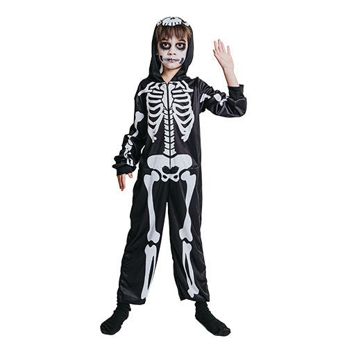 Children Halloween Hooded Skeleton Jumpsuit Costume - Everything Party