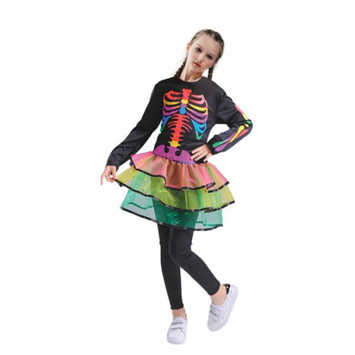 Children Rainbow Skeleton Girl Costume - Everything Party