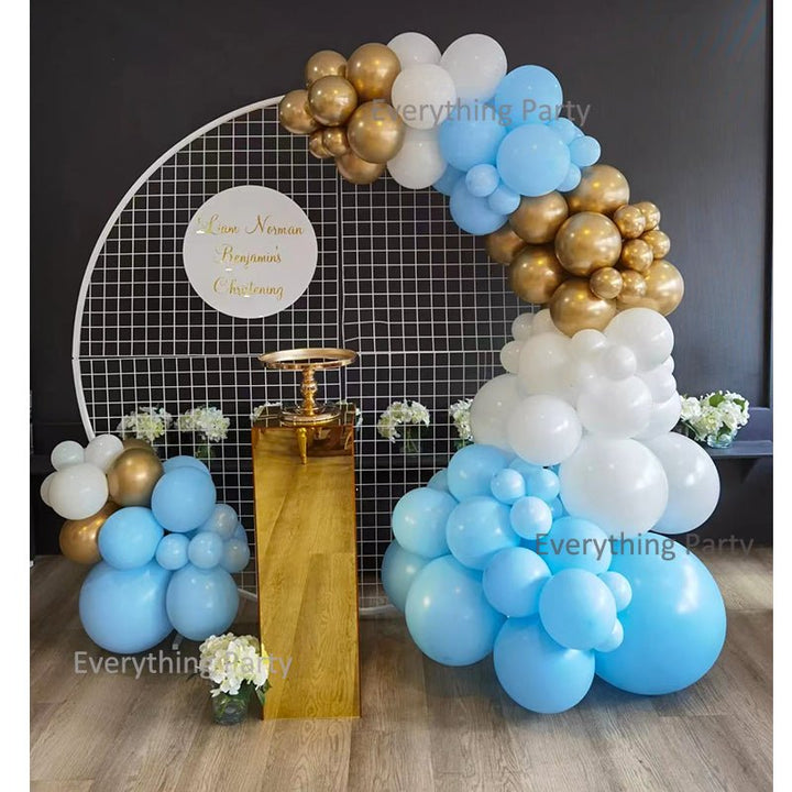 Christening Balloon Garland with 2m Circle Mesh Stand - Everything Party