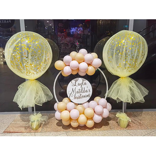 Christening Giant Confetti Balloon with Tulle and Balloon Wreath set - Everything Party