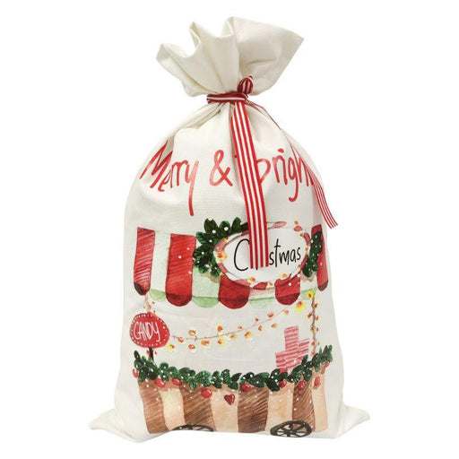 Christmas Canvas Jumbo Gift Sack with Candy Cart Design - Everything Party