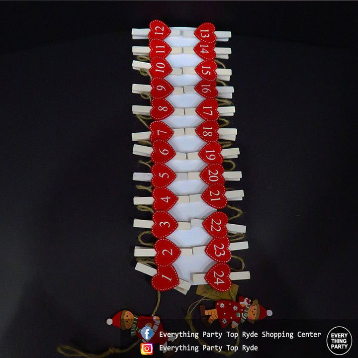 Christmas Decoration - 24 Days Christmas Wooden Clips - Everything Party