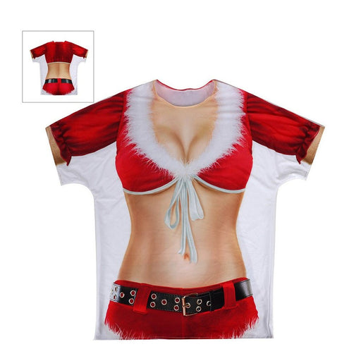 Christmas Faux Real Fun Printed Sexy Mrs Claus T-Shirt - Everything Party