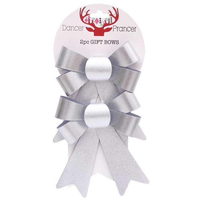 Christmas Gift Bow Silver 2pk - 18cm - Everything Party