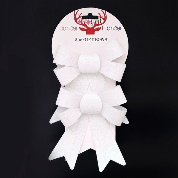 Christmas Gift Bow White 2pk - 18cm - Everything Party