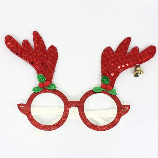 Christmas Glasses - Red Glitter Reindeer with Bell - Everything Party