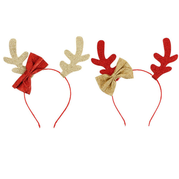 Christmas Headband - Glitter Reindeer Antlers with Bow - Everything Party
