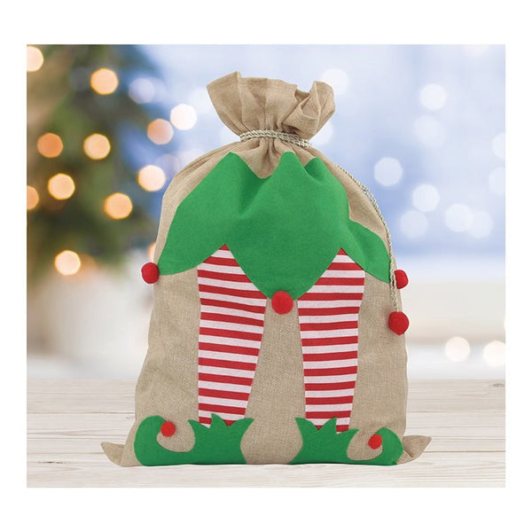 Christmas Jumbo Jute Elf Leg Gift Sack - Everything Party