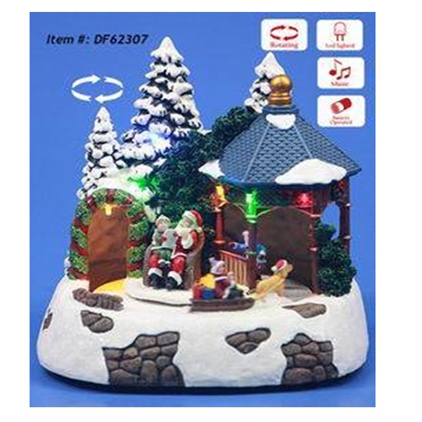 Christmas LED Village Scene with Turing Sledges and Music - Everything Party