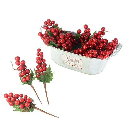 Christmas Red Berry Picks with Holly - Everything Party