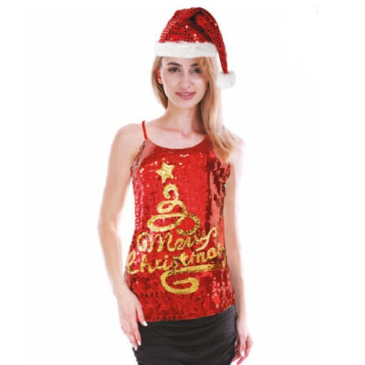 Christmas Sequin Singlet with Christmas Tree - Everything Party