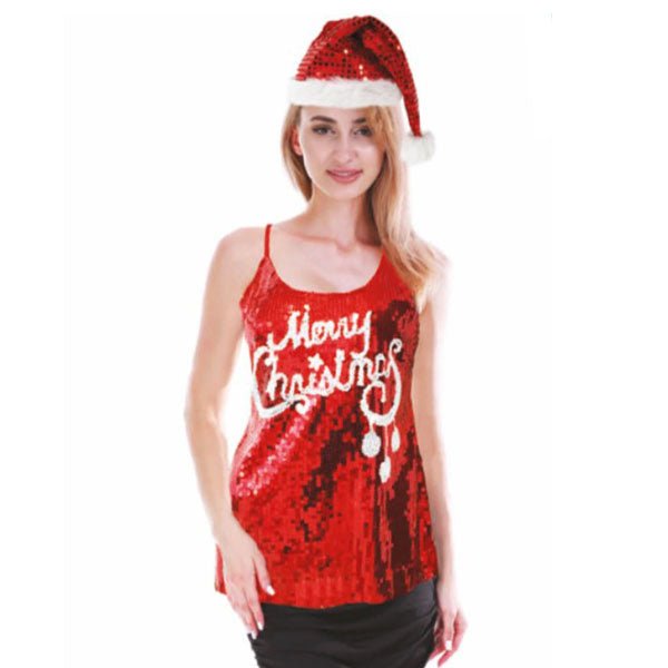 Christmas Sequin Singlet with Merry Christmas - Everything Party