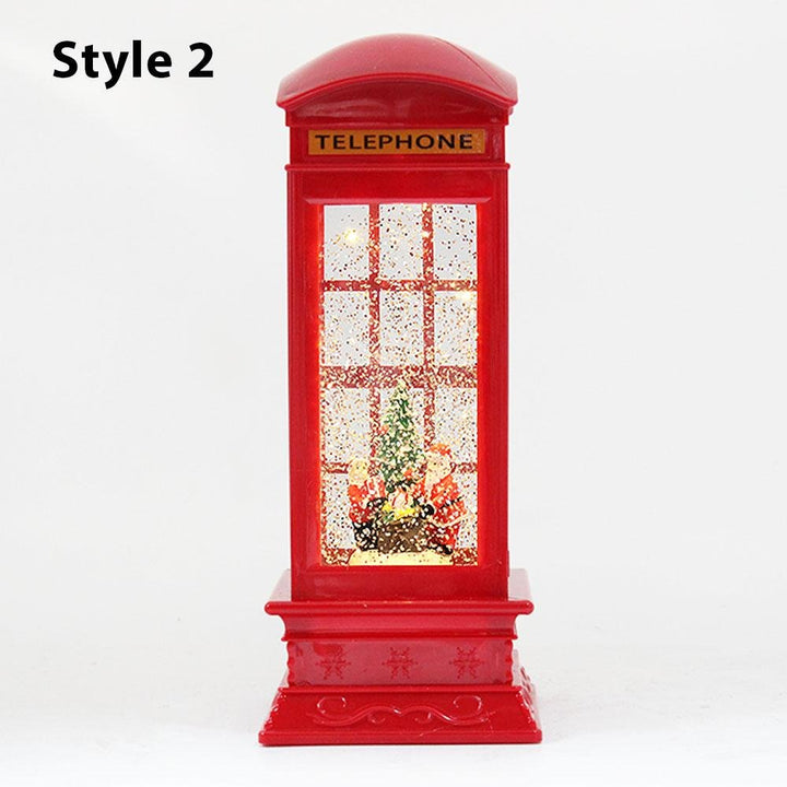 Christmas Telephone Booth Water Lantern with LED Light And Swirling Confetti - Everything Party