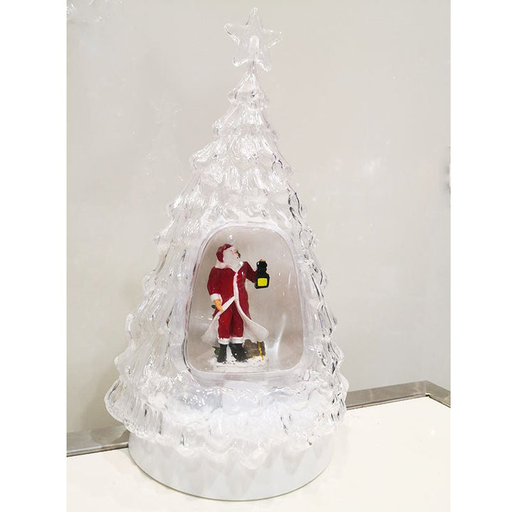 Christmas White LED Snow Globe Water Lantern with Clear Tree Design - Everything Party