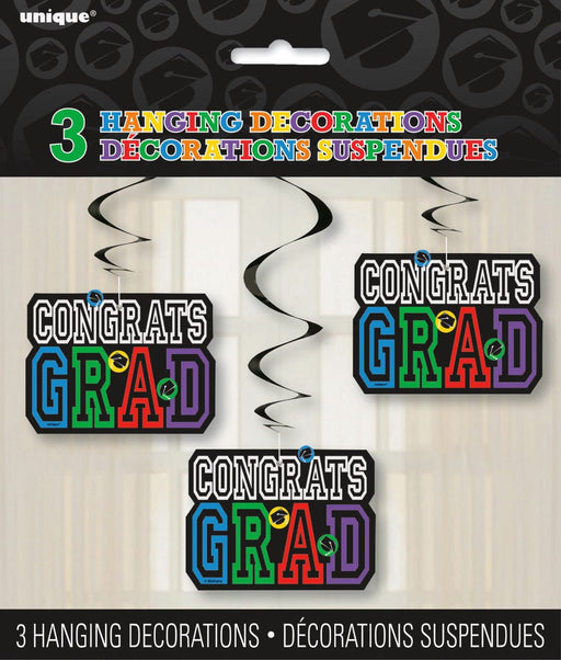 Congras Graduation 3 Hanging Swirl Decorations - Everything Party