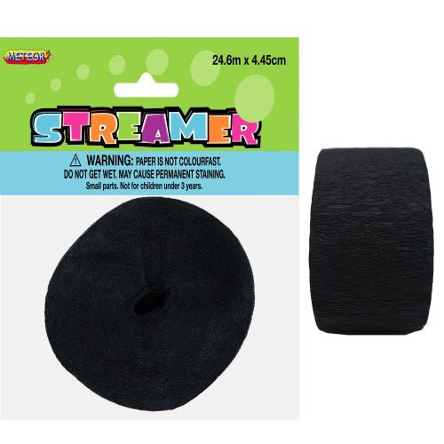 Crepe Streamers - Black - Everything Party
