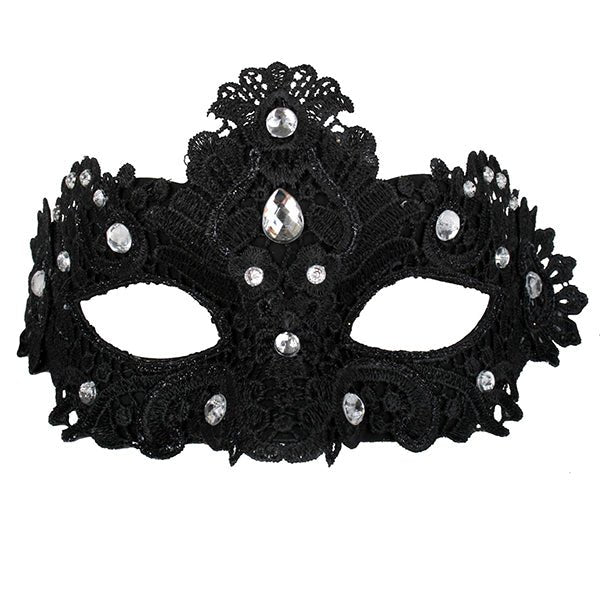 Crystal Lace Eye Mask - Black - Everything Party