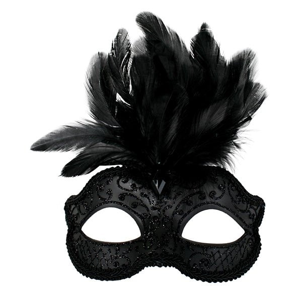 DANIELLA Black with feathers Eye Mask - Everything Party