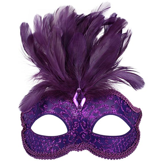 DANIELLA Purple with feathers Eye Mask - Everything Party