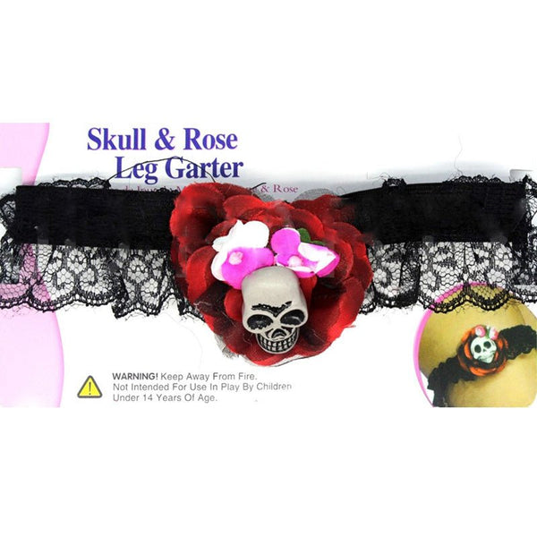 Day of the Dead Skull & Rose Leg Garter - Everything Party