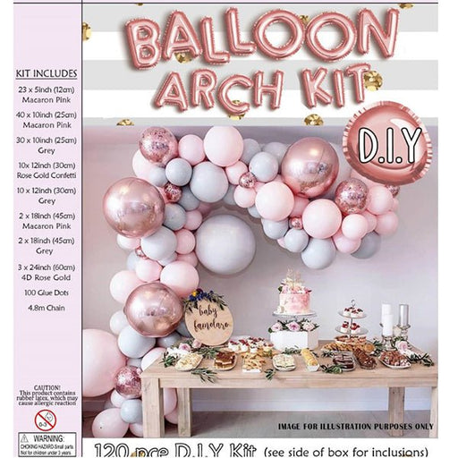 Deluxe 120pcs Pink & Grey & Rose Gold Balloon Garland Kit - Everything Party