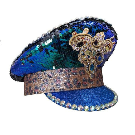 Deluxe Aquamarine Festival Hat with Sequins and Rhinestones - Everything Party