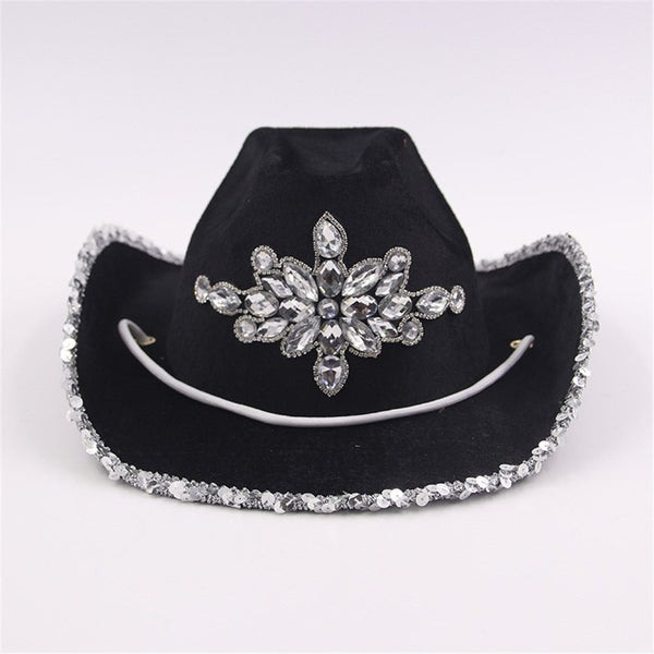 Deluxe Black Cowgirl Hat with Rhinestones - Everything Party