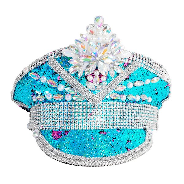 Deluxe Blue Sequin Festival Hat with Gems - Everything Party