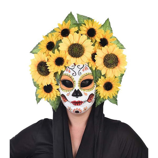 Deluxe Day of the Dead Sunflower Sugar Skull Mask - Everything Party