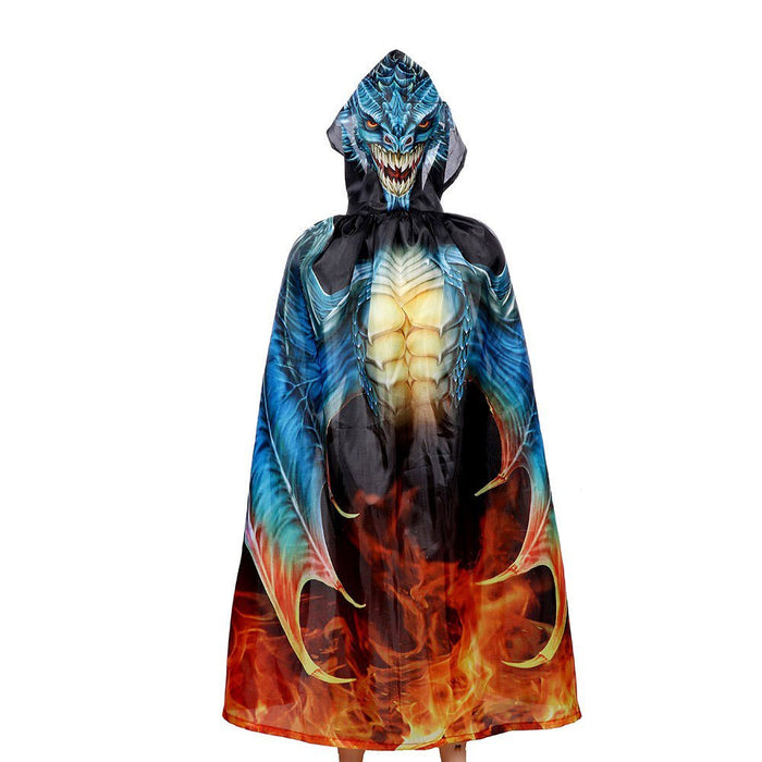Deluxe Dragon Flames Design Hooded Cape - Everything Party